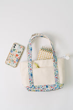 Load image into Gallery viewer, MINI TOTE - COATED CANVAS NATURAL With POSIES TRIM *NEW!
