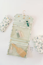 Load image into Gallery viewer, LUXE Hanging Toiletry case PROVENCE with Green Pinstripe Liner *NEW!

