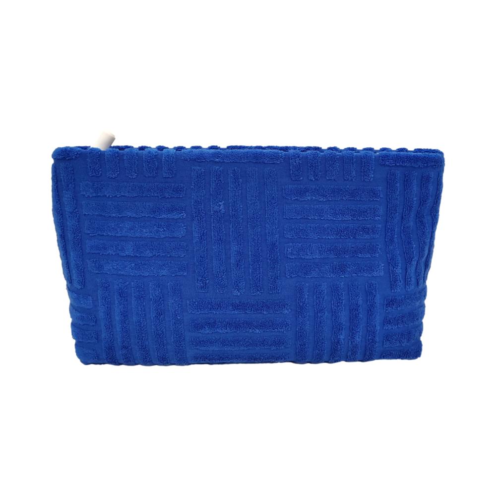 TERRY TILE MED COSMETIC POUCH - BLUE