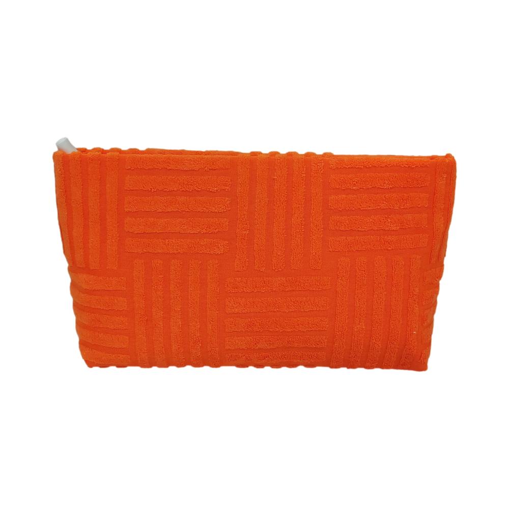 TERRY TILE MED COSMETIC POUCH - ORANGE