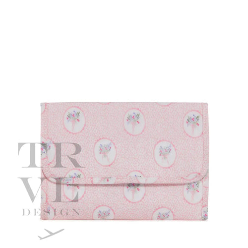 Hanging Toiletry Bag - Mini Roll Up Medallion Floral Pink