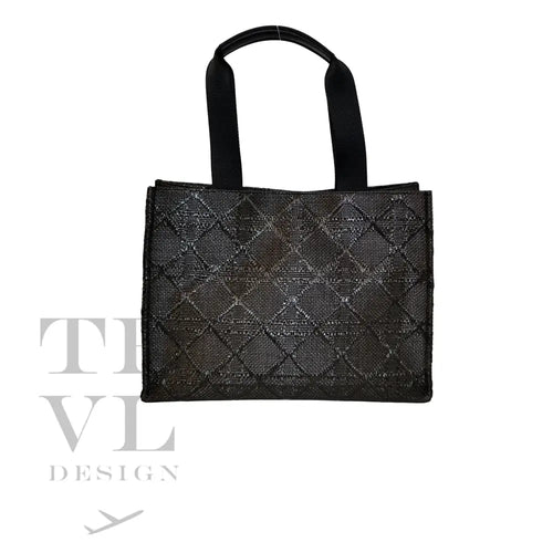 LUXE BALI STRAW TOTE - CANE MIDNIGHT *NEW !
