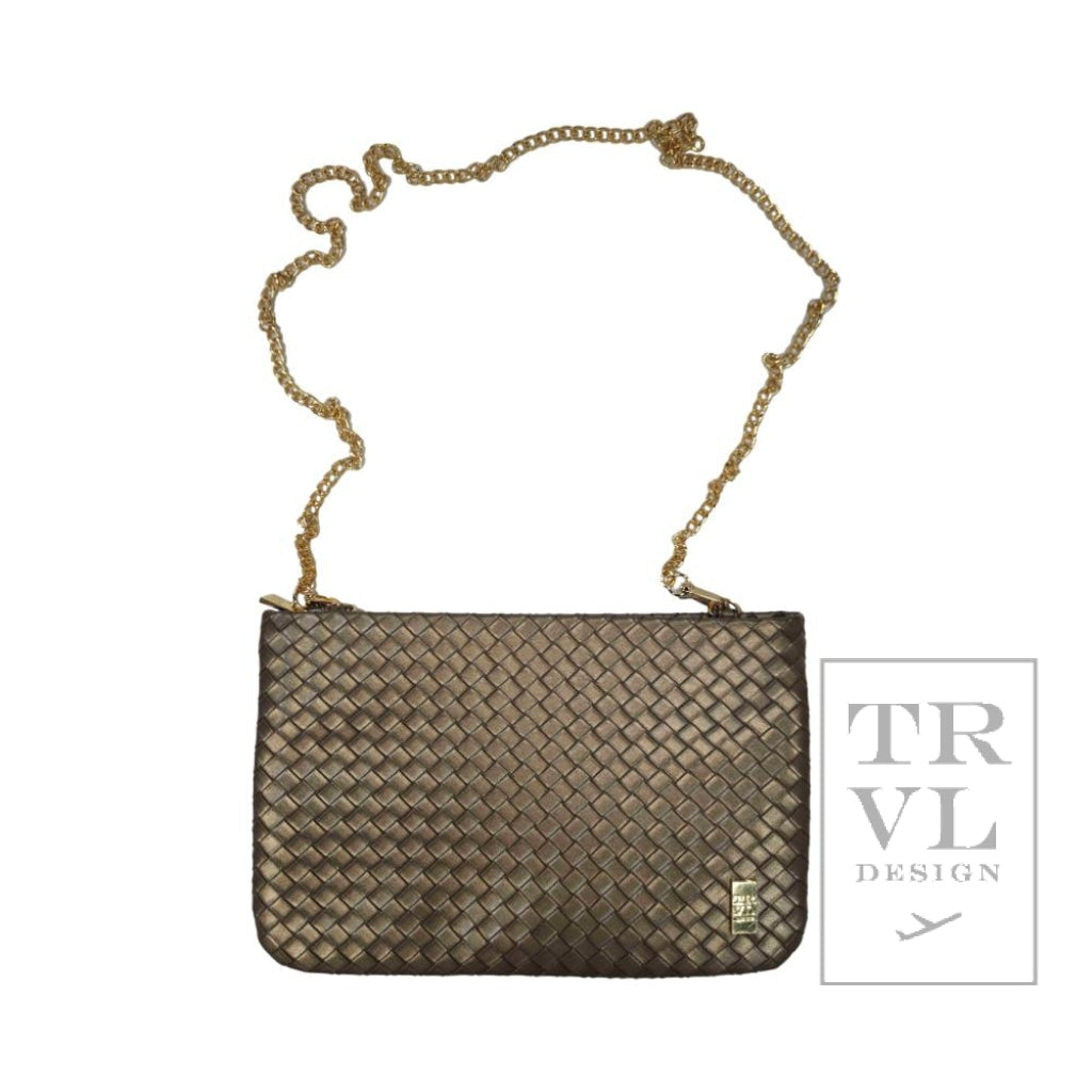 LUXE CONVERTIBLE CLUTCH  - WOVEN BRONZE   NEW STYLE!!