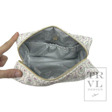 Load image into Gallery viewer, Luxe Cosmetic Bag Antibes Everyday With Navy Pinstripe Liner *New! Cosmetic Bags
