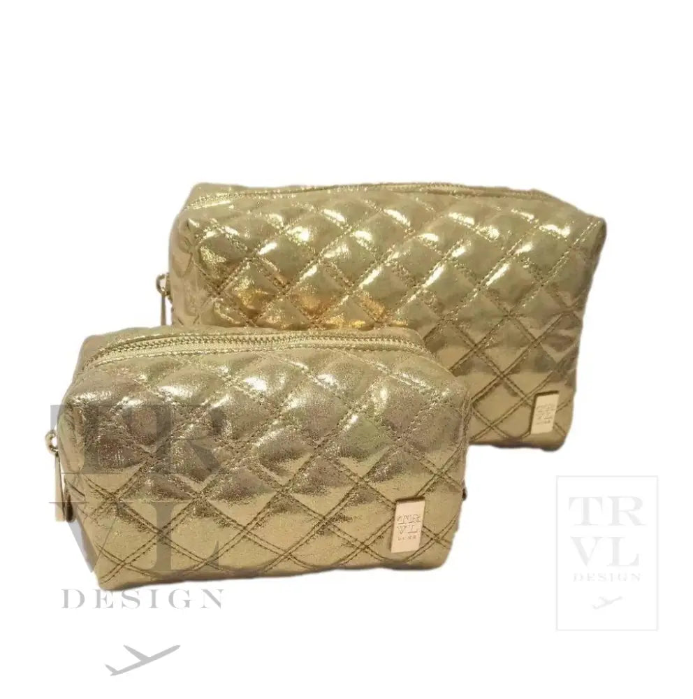 Luxe Quilted Gold Duo Dome Bags Metallic