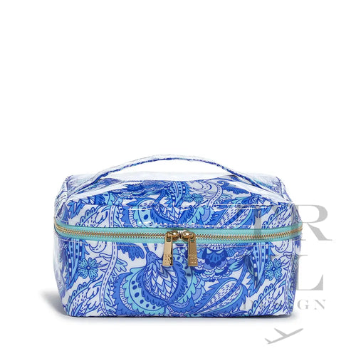 Train Case - Gloss Top Handle Tenerife Blue Paisley