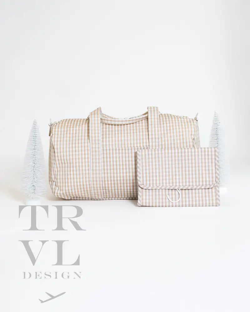 Weekender Gift Set - Duffel And Hanging Bag Gingham Khaki