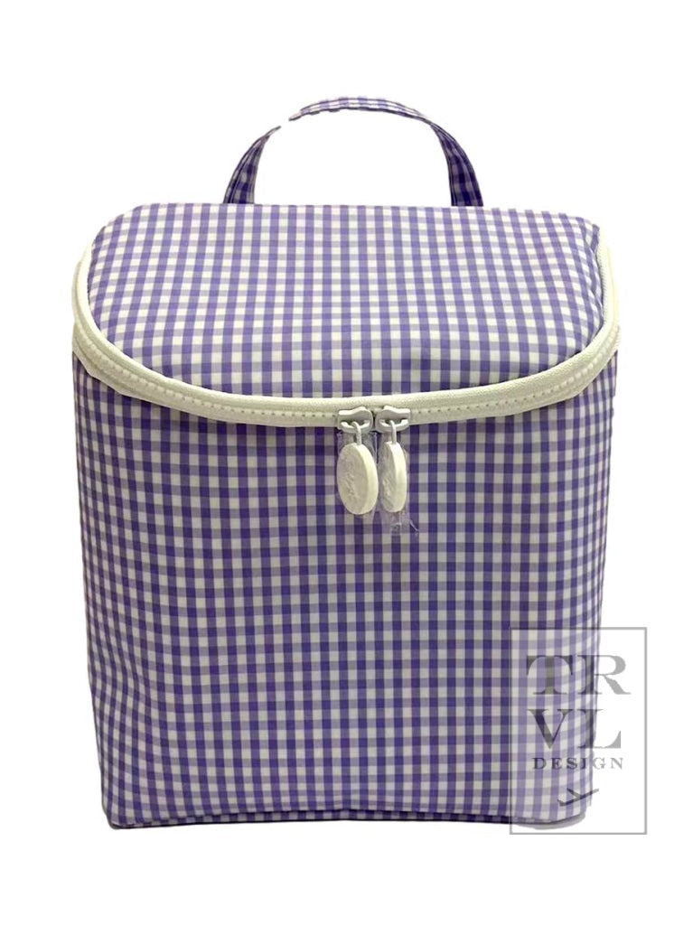 TAKE AWAY LUNCH BAG - INSULATED GINGHAM LILAC